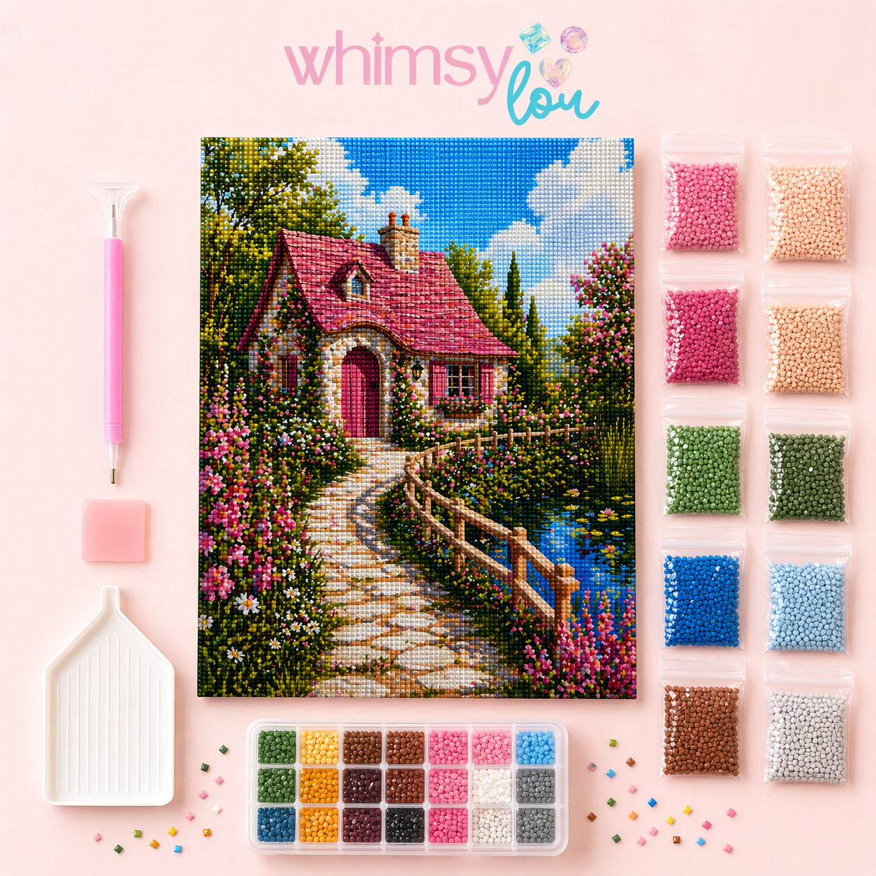 Floral Haven Cottage- Diamond Art Kit (50x70cm, Square Drill)