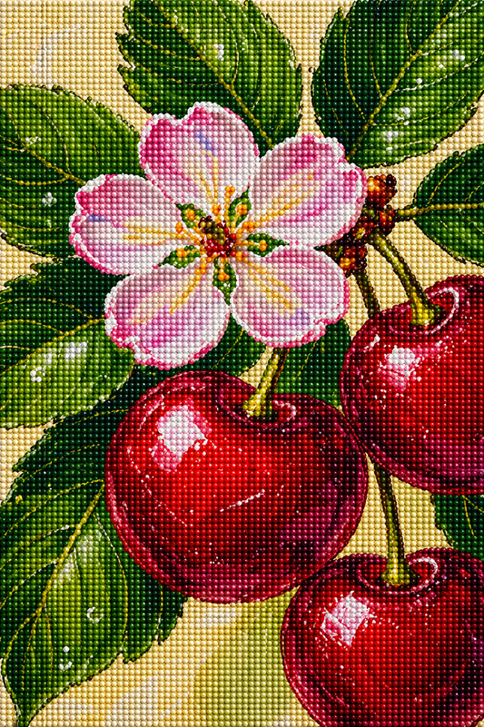 Sugar Cherry Blossom- Diamond Art Kit (40x60cm, Round Drill)