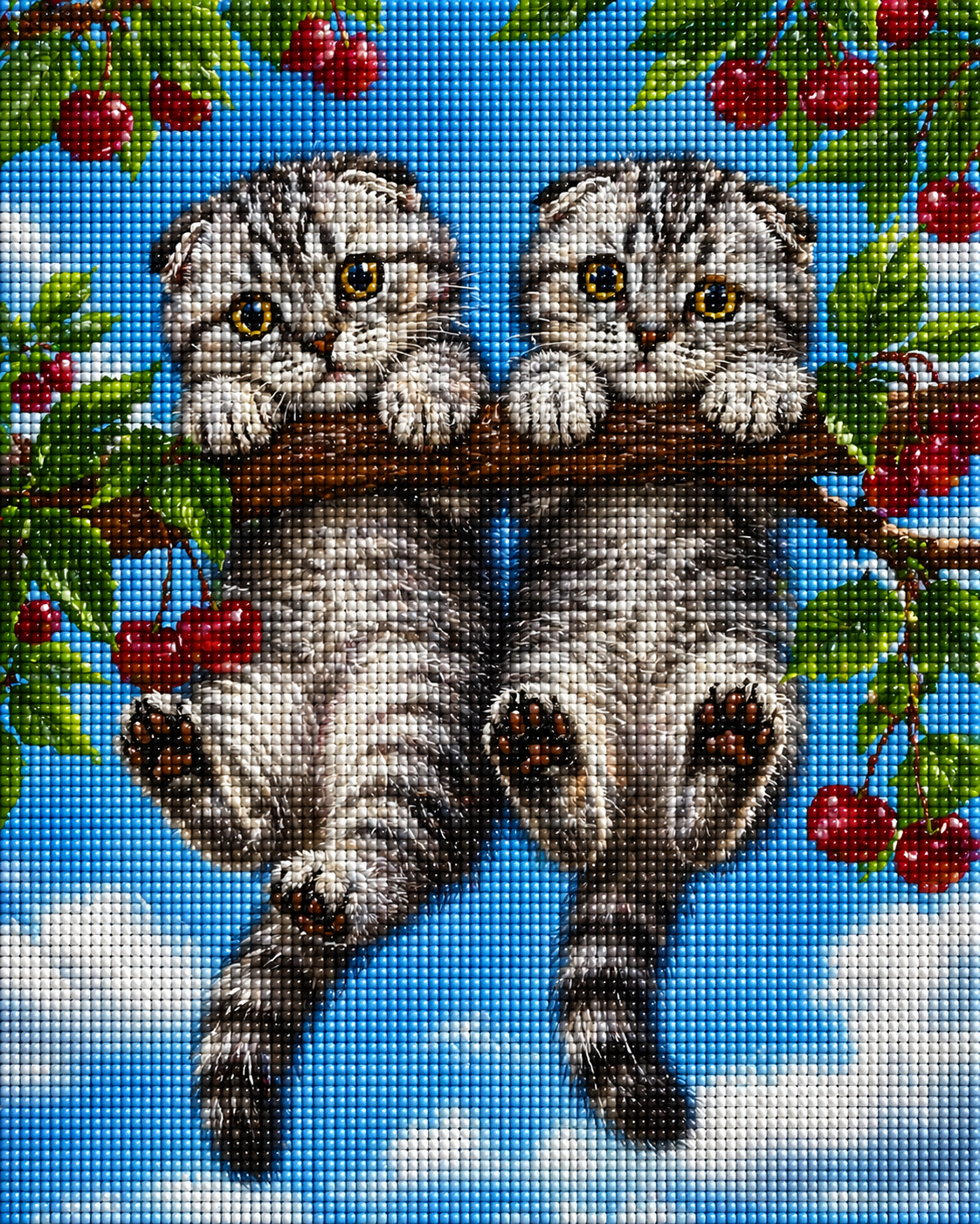 Mona & Marge Up in the Cherry Tree- Diamond Art Kit (40x50cm, Square Drill)