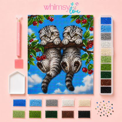 Mona & Marge Up in the Cherry Tree- Diamond Art Kit (40x50cm, Square Drill)