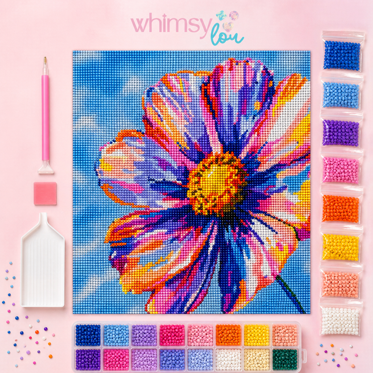 Colorburst Daisy- Diamond Art Kit (40x40cm, Round Drill)