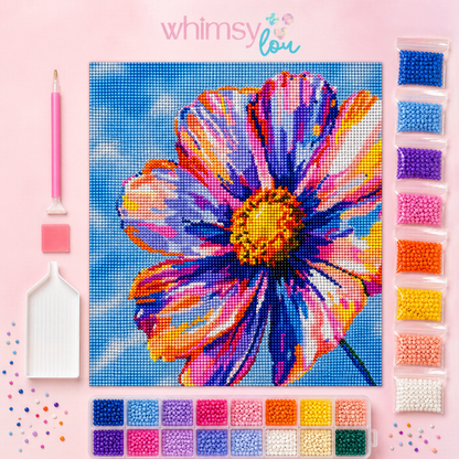 Colorburst Daisy- Diamond Art Kit (40x40cm, Round Drill)