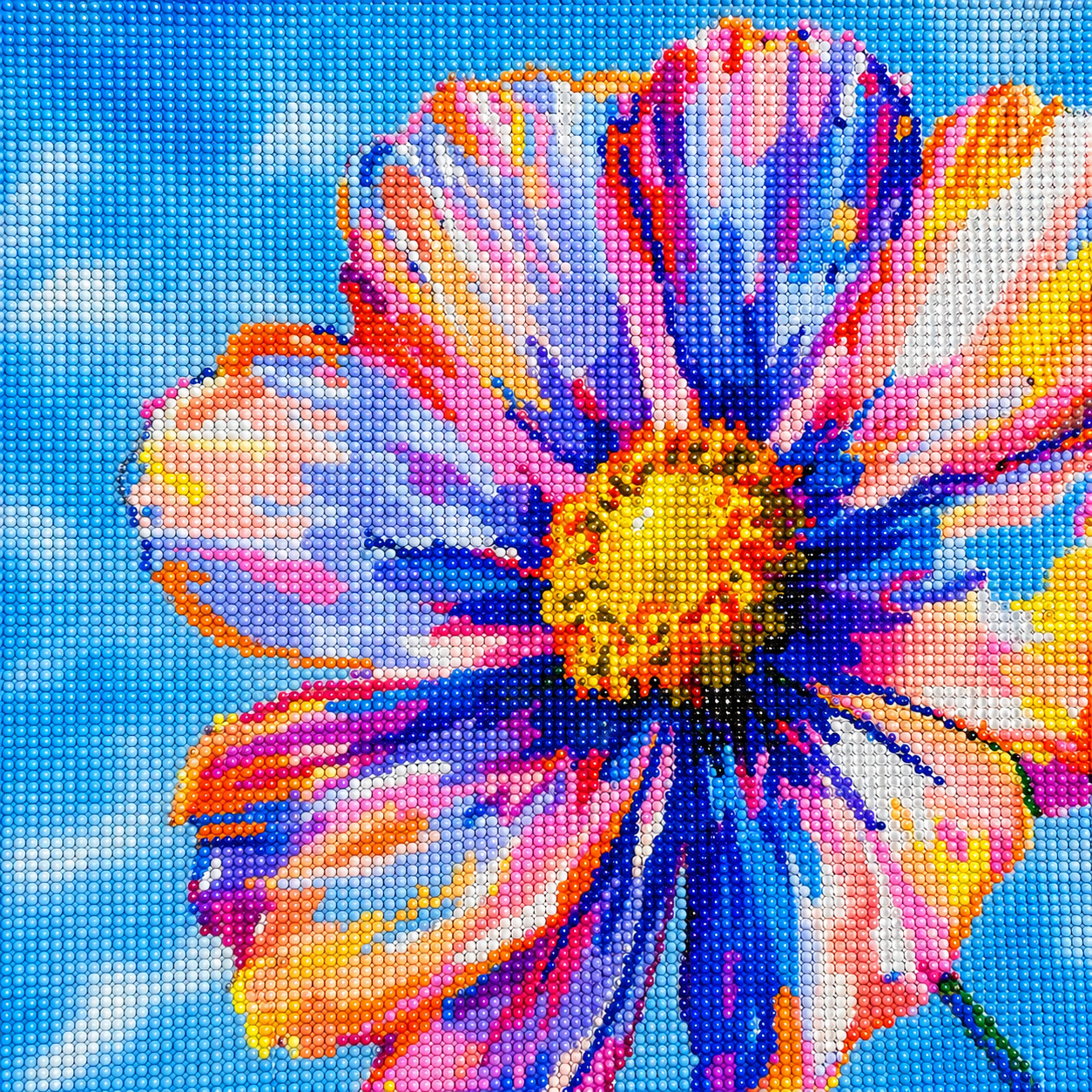 Colorburst Daisy- Diamond Art Kit (40x40cm, Round Drill)