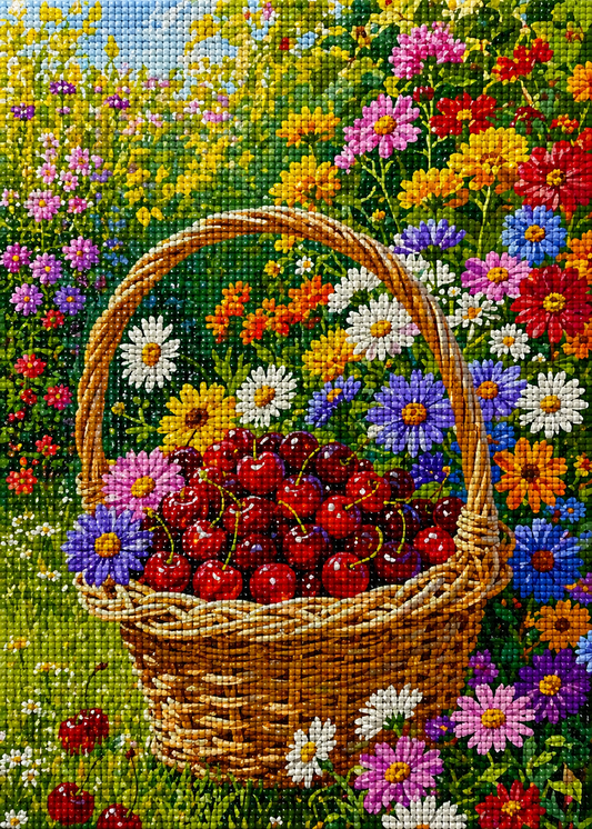 Cherry Picking Day- Diamond Art Kit (50x70cm, Square Drill)