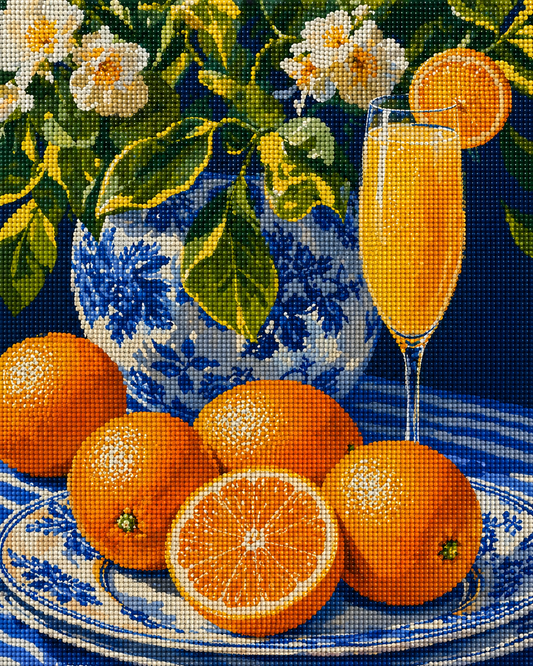 Orange Blossom Brunch- Diamond Art Kit (40x50cm, Round Drill)