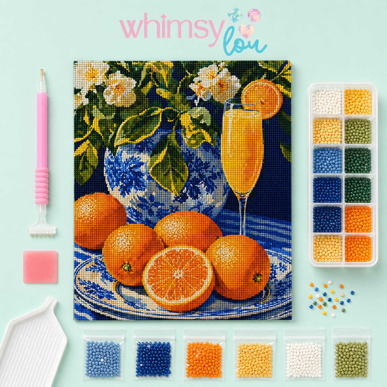 Orange Blossom Brunch- Diamond Art Kit (40x50cm, Round Drill)