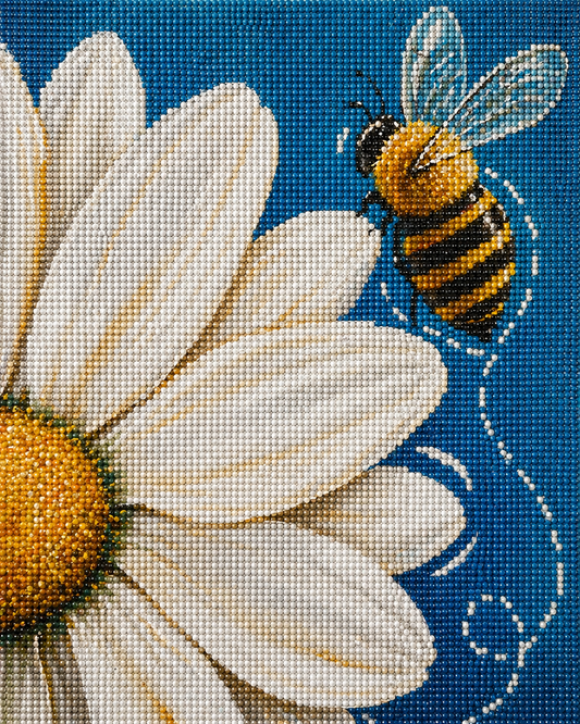 Sunny Daisy Bee- Diamond Art Kit (40x50cm, Round Drill)