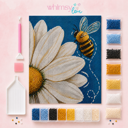 Sunny Daisy Bee- Diamond Art Kit (40x50cm, Round Drill)