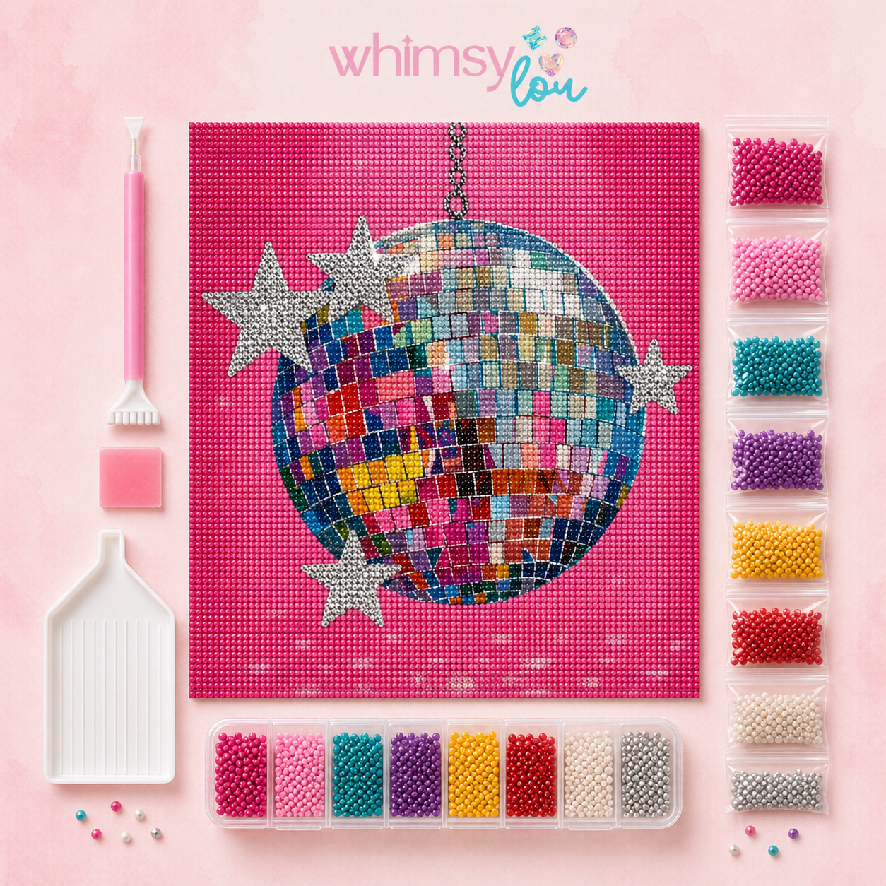 Starlit Disco- Diamond Art Kit (40x40cm, Round Drill)