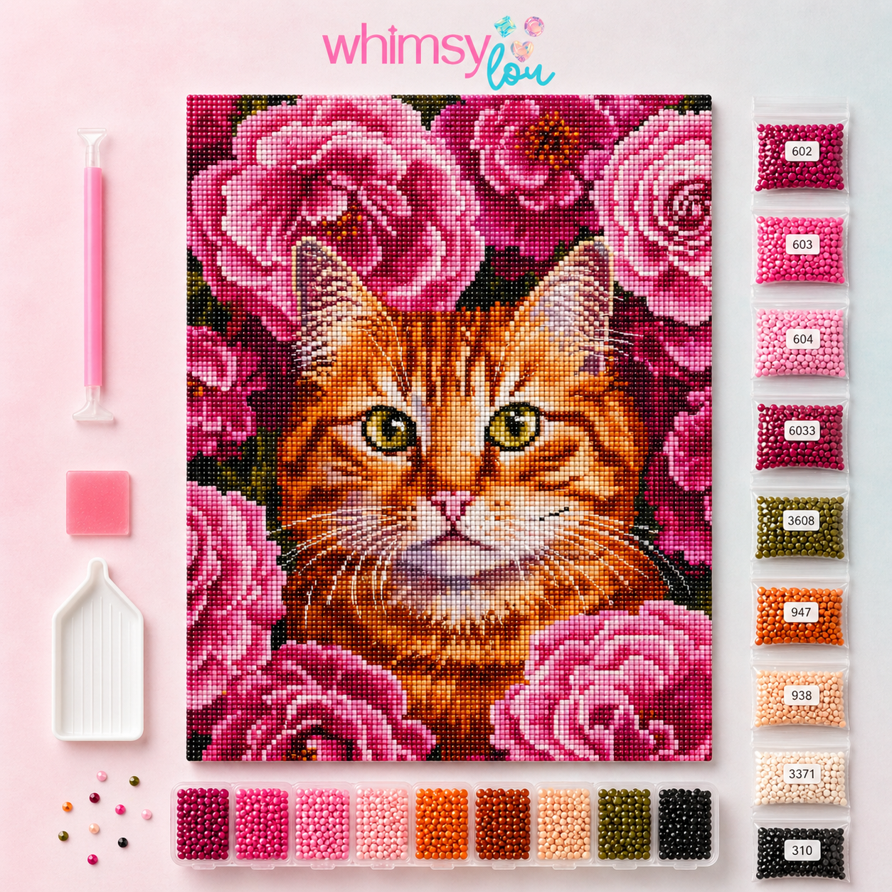 Rosie Whiskers- Diamond Art Kit (40x50cm, Square Drill)