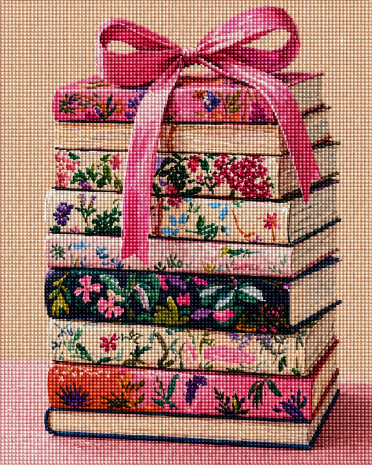 Blush Library Stack- Diamond Art Kit (40x50cm, Square Drill)