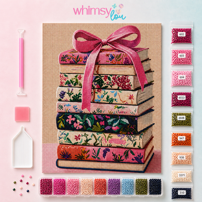 Blush Library Stack- Diamond Art Kit (40x50cm, Square Drill)