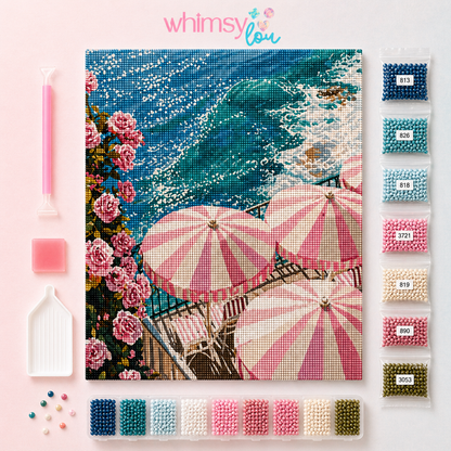 Pink Parasol Paradise- Diamond Art Kit (50x60cm, Square Drill)