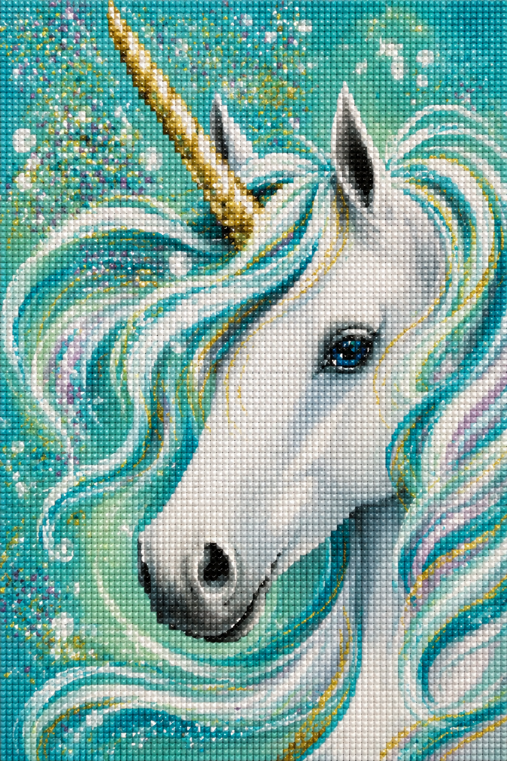 Aqua Magic Unicorn- Diamond Art Kit (40x60cm, Square Drill)