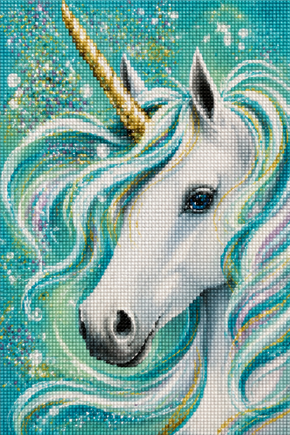 Aqua Magic Unicorn- Diamond Art Kit (40x60cm, Square Drill)
