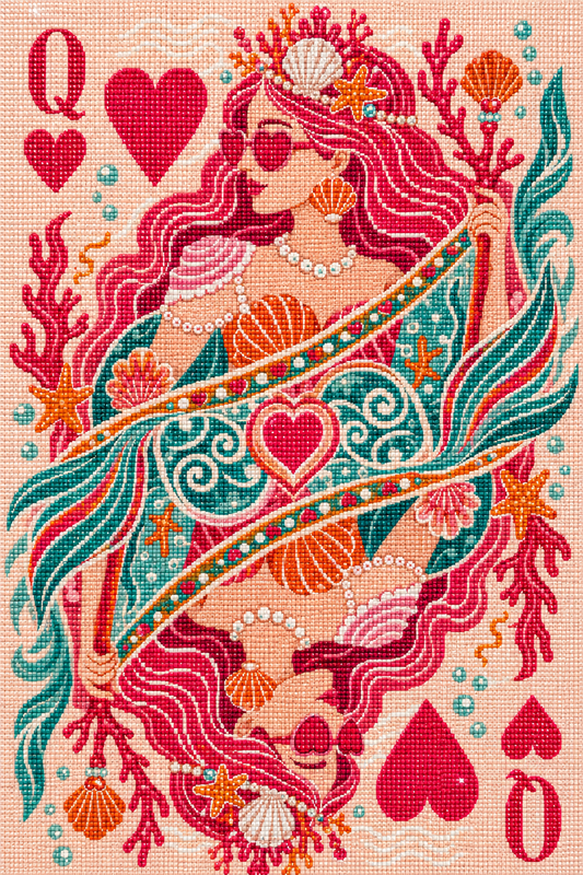 Coral Queen of Hearts- Diamond Art Kit (40x60cm, Square Drill)