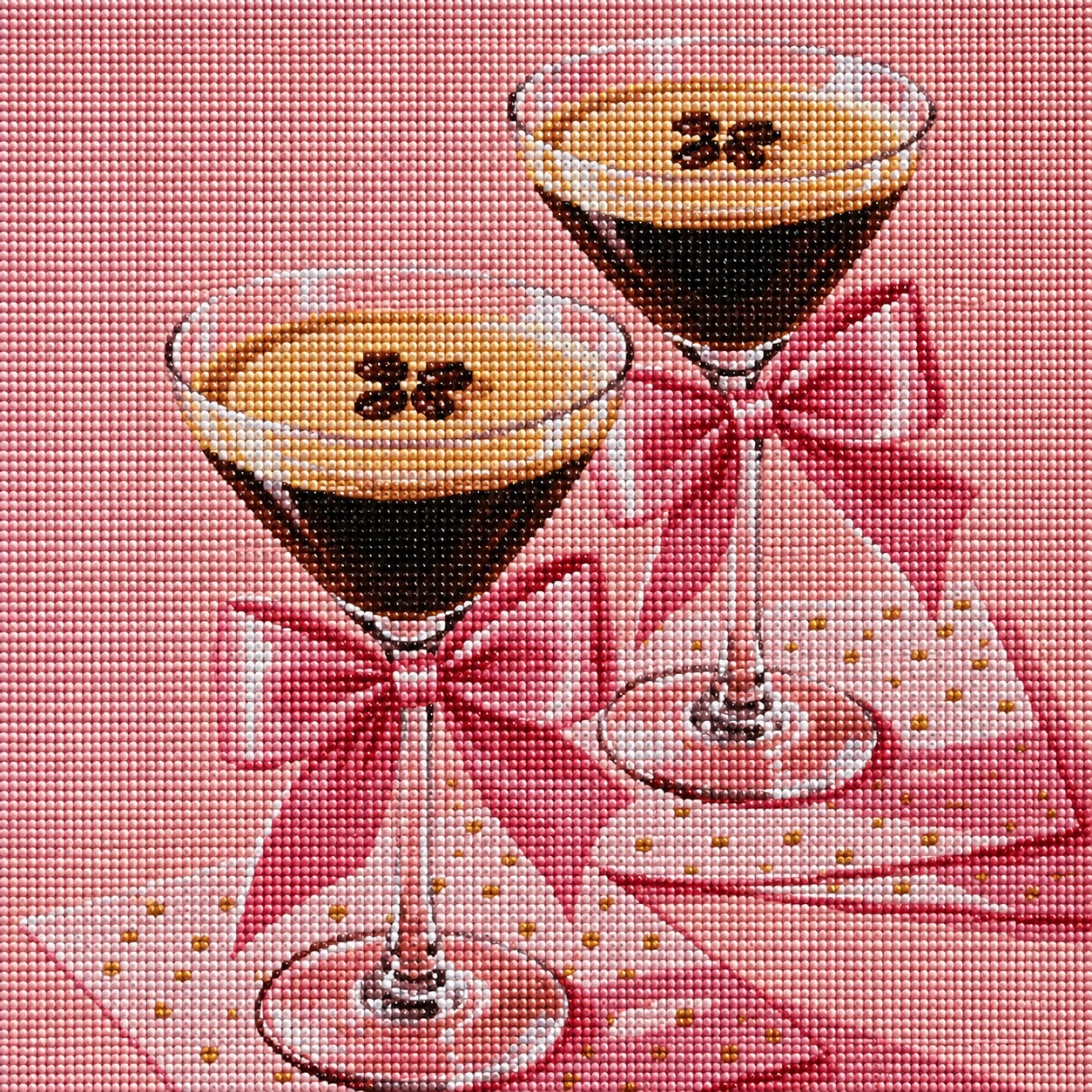 Espresso & Bows- Diamond Art Kit (40x50cm, Round Drill)