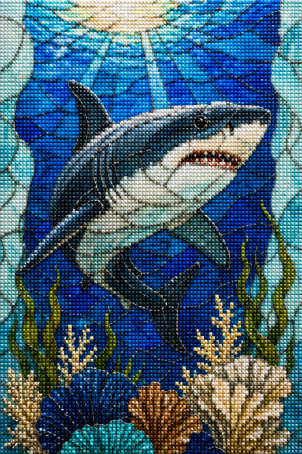 Great White Sharklight- Diamond Art Kit (40x60cm, Square Drill)