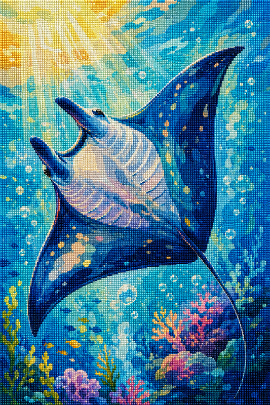 Sunlit Manta Ray- Diamond Art Kit (40x60cm, Square Drill)