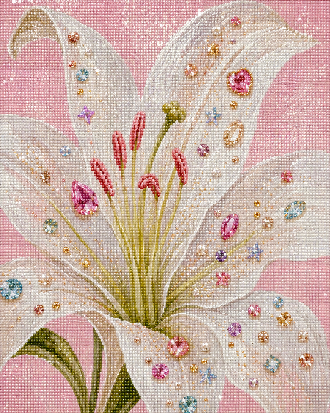 Jeweled Lily- Diamond Art Kit (40x50cm, 100% Whimsy Dust Square Drill)