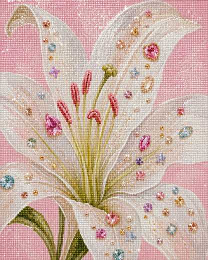 Jeweled Lily- Diamond Art Kit (40x50cm, 100% Whimsy Dust Square Drill)
