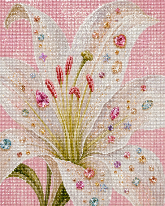 Jeweled Lily- Diamond Art Kit (40x50cm, 100% Whimsy Dust Square Drill)