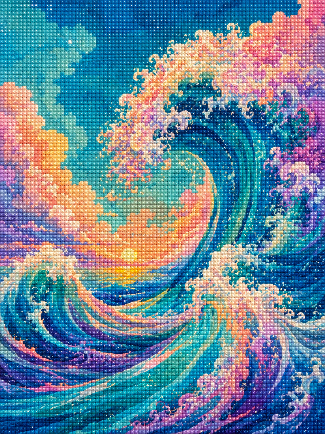 Pastel Pacific Ocean- Diamond Art Kit (45x60cm, 100% Whimsy Dust Square Drill)