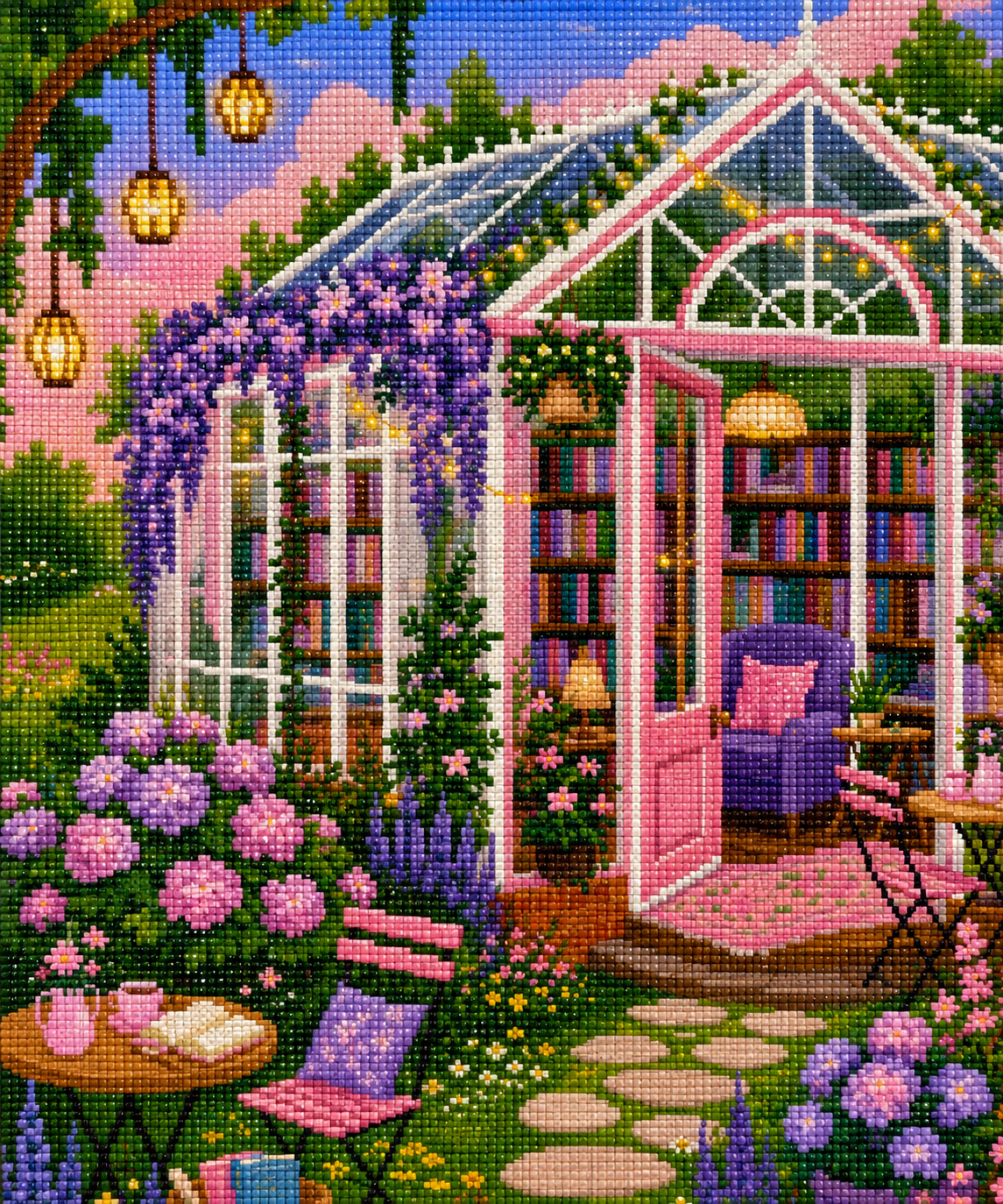 Lilac Reading Retreat– Diamond Art Kit (50x60cm, Square Drill)