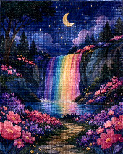 Rainbow Dream Falls - Diamond Art Kit (40x50cm, 100% Whimsy Dust Square Drill)