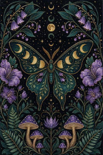 Midnight Moonwing Garden- Diamond Art Kit (50x75cm, Square Drill)