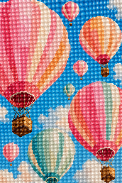 Balloons in the Clouds- Diamond Art Kit (40x60cm, Round Drill)