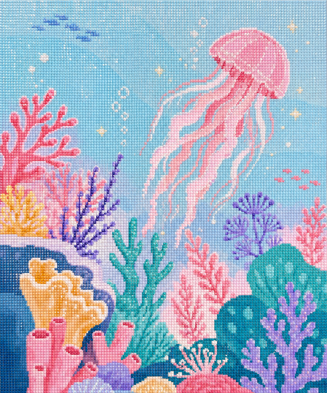 Pastel Jellyfish Reef- Diamond Art Kit (50x60cm, 100% Whimsy Dust Square Drill)