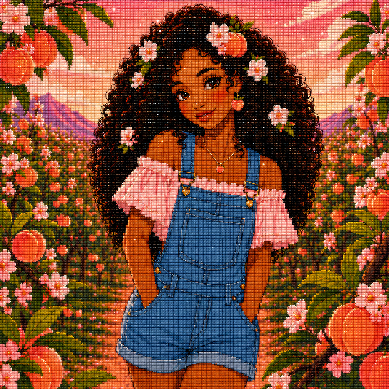 Georgia Peach Princess- Diamond Art Kit (50x50cm, Square Drill)