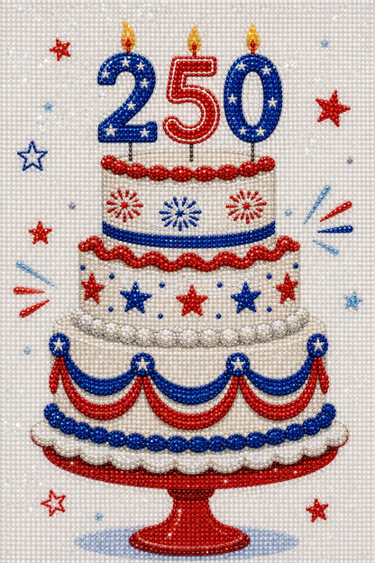 America’s Birthday Cake- Diamond Art Kit (40x60cm, Round Drill)