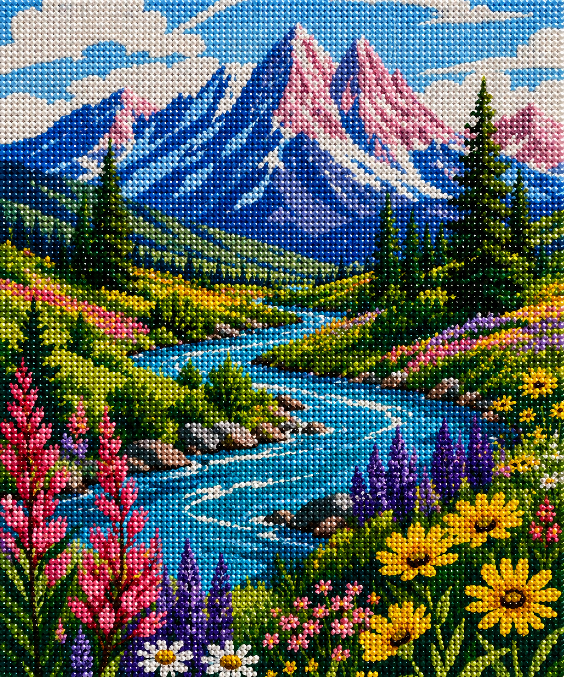 Riverbend Peaks– Diamond Art Kit (50x60cm, Round Drill)