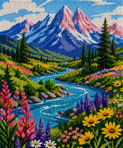 Riverbend Peaks– Diamond Art Kit (50x60cm, Round Drill)