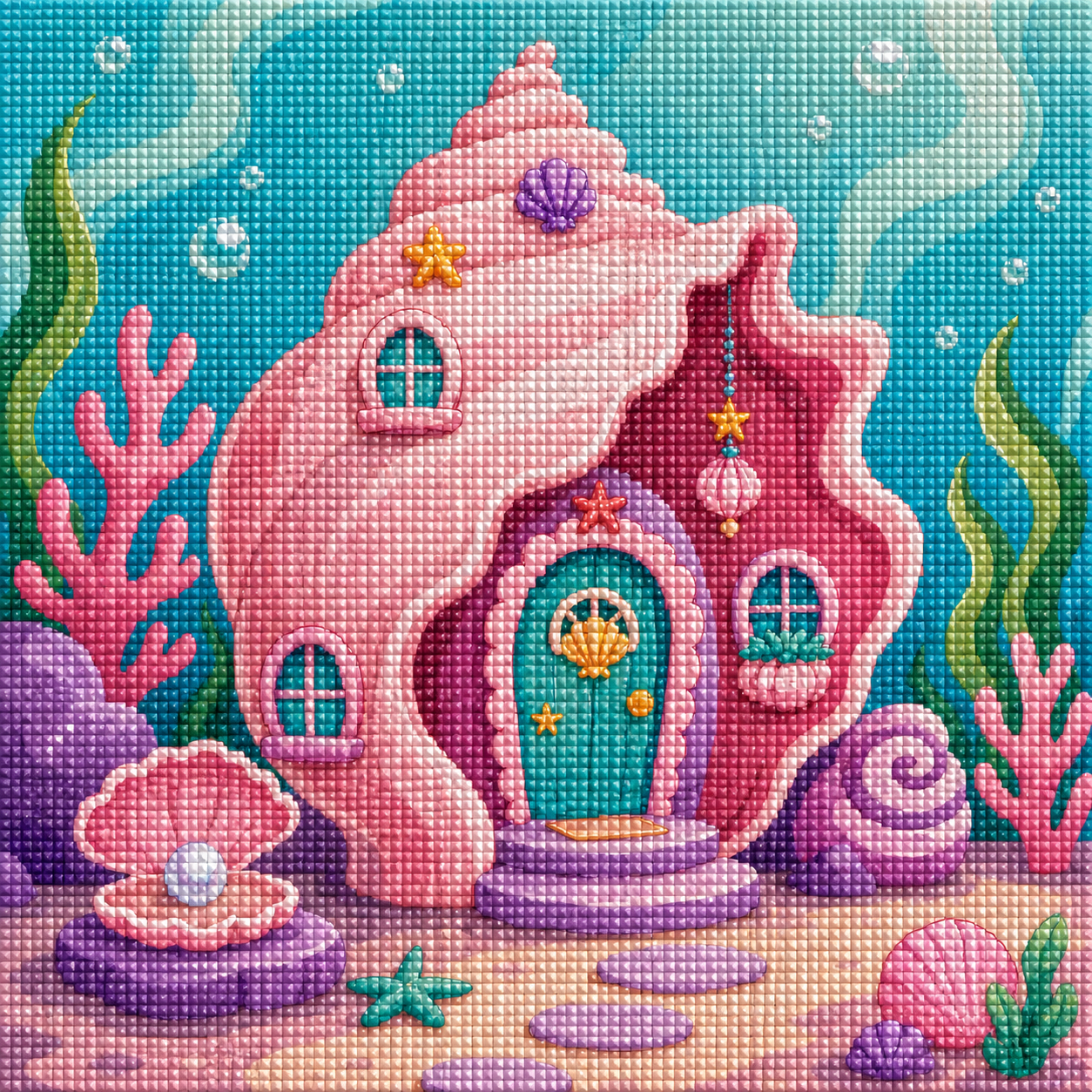 Seashell Cottage- Diamond Art Kit (50x50cm, Square Drill)