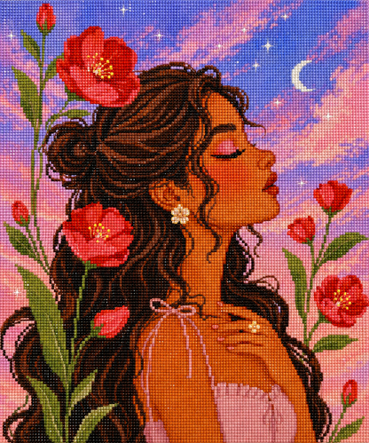 Poppy Moon– Diamond Art Kit (50x60cm, Square Drill)