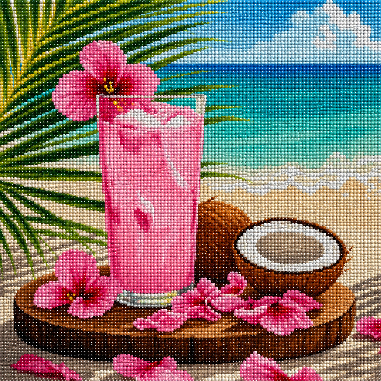 Coconut Sips- Diamond Art Kit (40x40cm, Round Drill)
