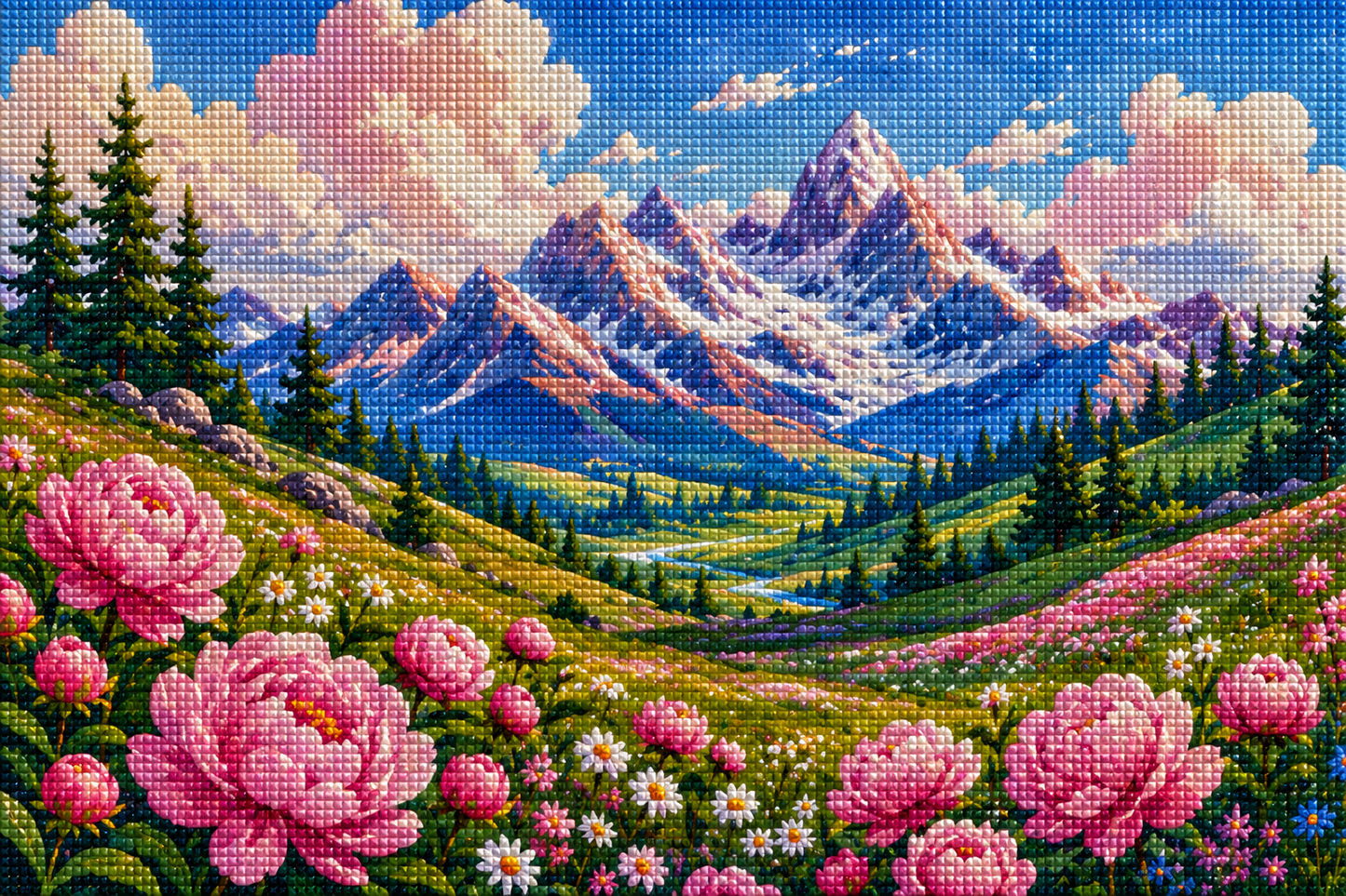Glimmer Peaks- Diamond Art Kit (60x40cm, 100% Whimsy Dust Square Drill)