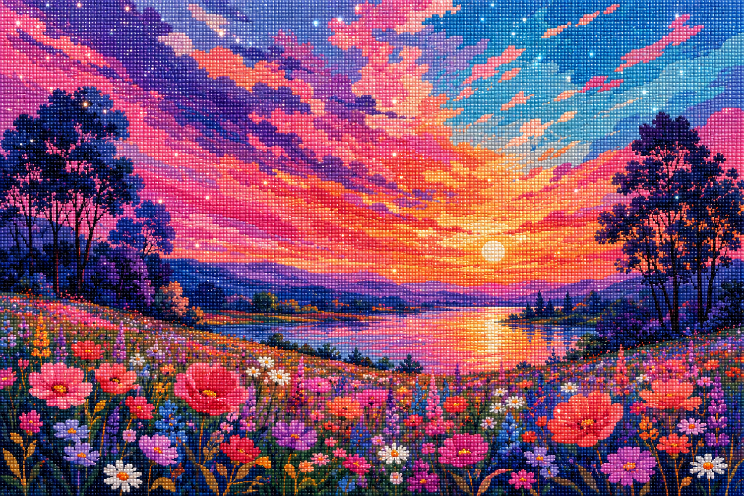 Twilight Glimmer Meadow- Diamond Art Kit (60x40cm, 100% Whimsy Dust Square Drill)