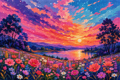 Twilight Glimmer Meadow- Diamond Art Kit (60x40cm, 100% Whimsy Dust Square Drill)