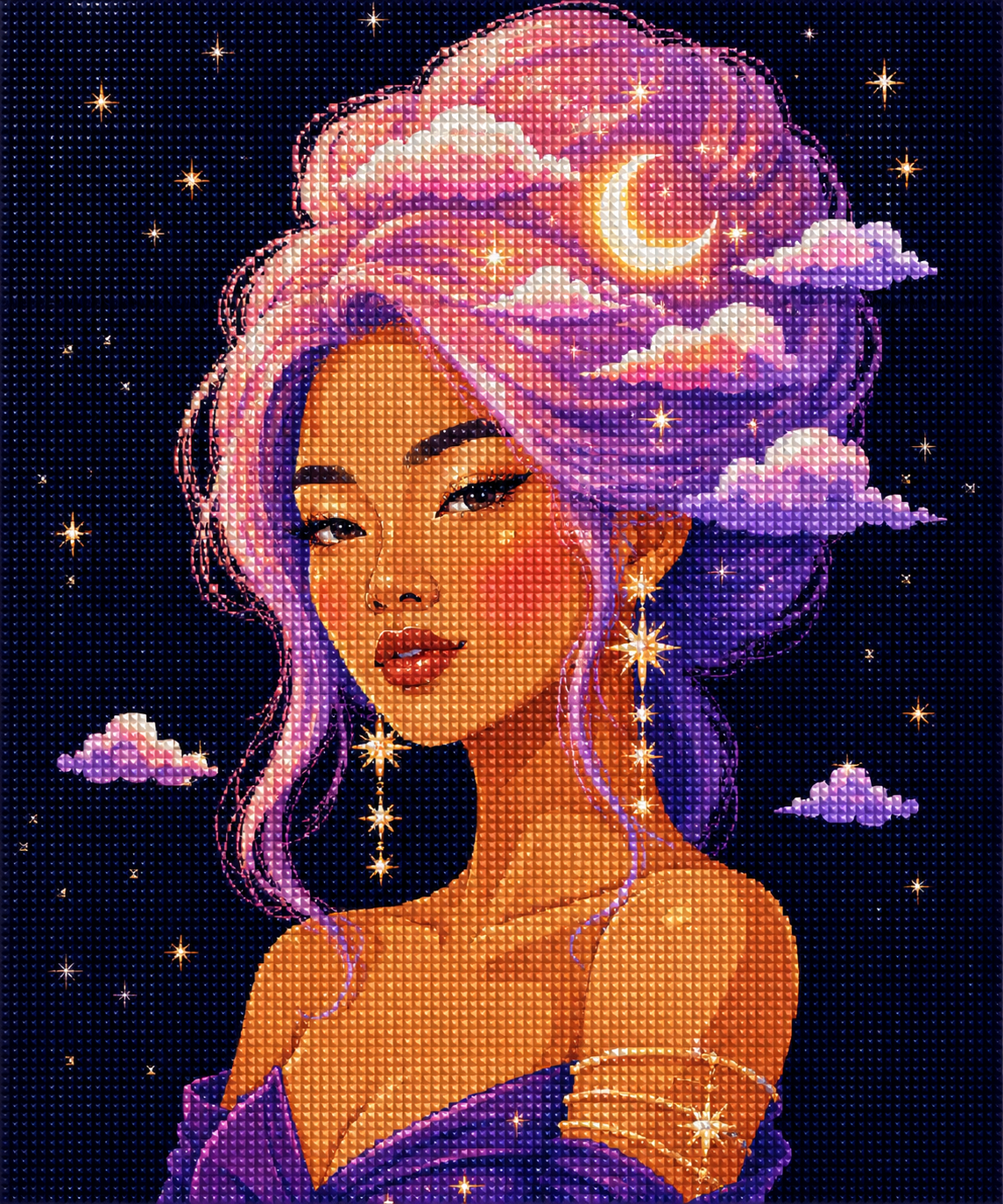Moonlit Cloud Muse – Diamond Art Kit (50x60cm, Square Drill)