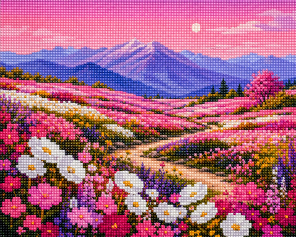 Pink Meadow Peaks – Diamond Art Kit (60x50cm, Square Drill)
