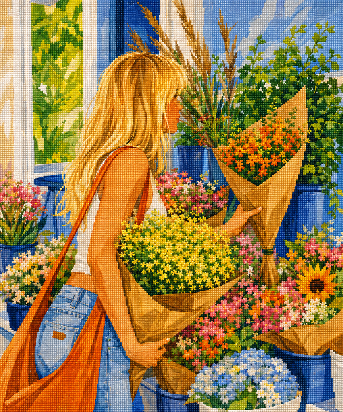 Market Day Blooms– Diamond Art Kit (50x60cm, Square Drill)