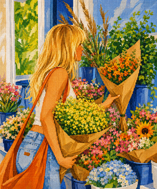 Market Day Blooms– Diamond Art Kit (50x60cm, Square Drill)