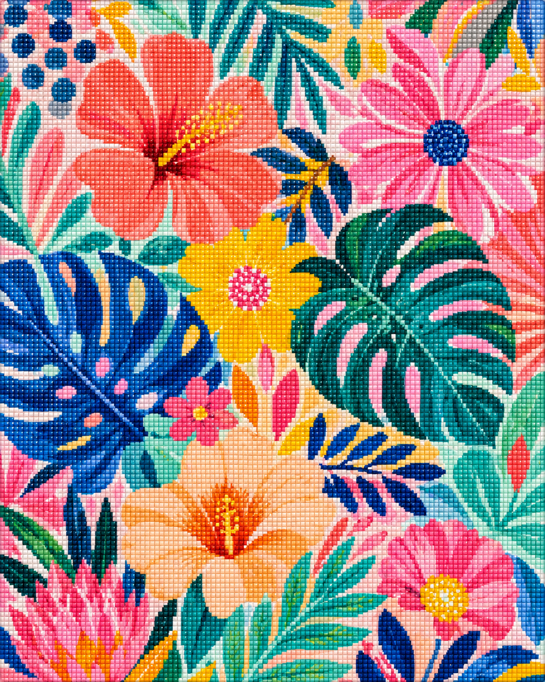Tropical Bloom Burst- Diamond Art Kit (40x50cm, Square Drill)