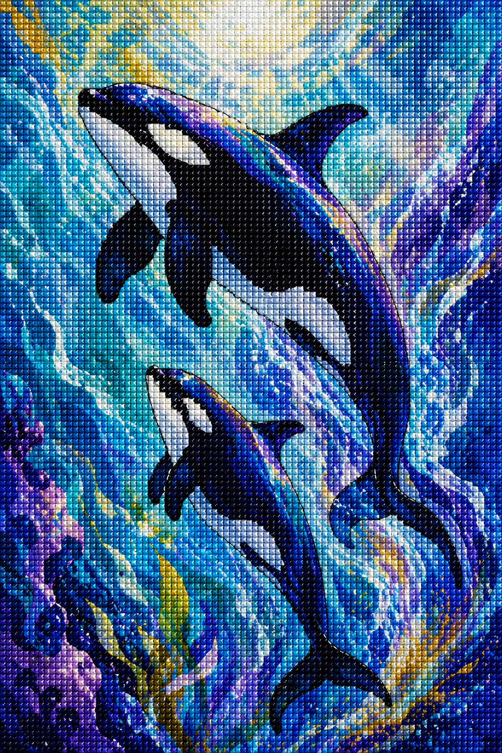 Orca Whales of Wonder- Diamond Art Kit (40x60cm, Square Drill)