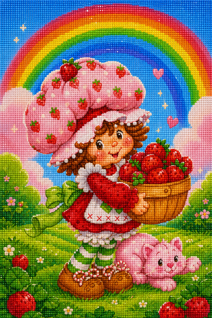 Strawberry Patch Girl- Diamond Art Kit (40x60cm, Square Drill)