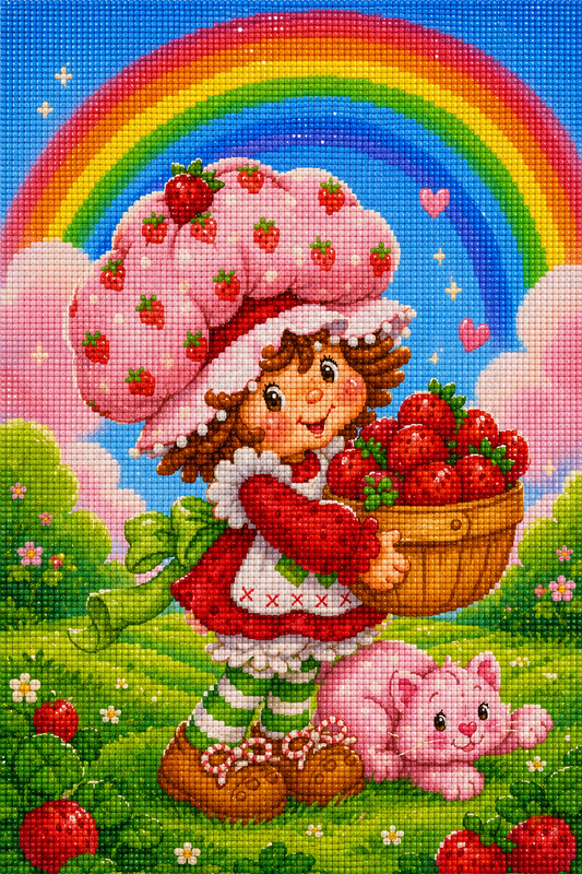 Strawberry Patch Girl- Diamond Art Kit (40x60cm, Square Drill)